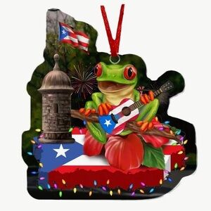 Puerto Rico Coqui Frog Acrylic Christmas Ornament